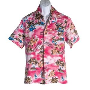 BARBADOES Shirt Sleeve Button Down Pink Shirt‎ Large (MISSING ONE BUTTON)
